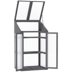 Armoire serre grise avec toit et portes ouverts