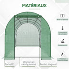 Présentation de la bâche verte et de l’armature de la serre tunnel