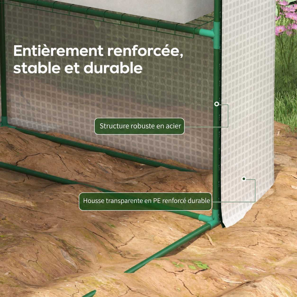 Détail de l’armature verte sous la housse blanche
