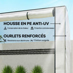 Détails de la housse blanche et des coutures de la serre de balcon