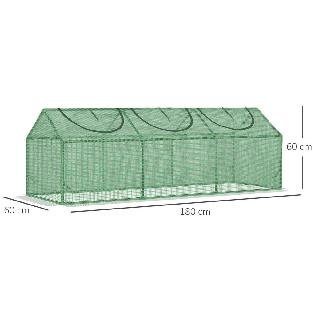 Dimensions de la mini-serre verte : 180 x 60 x 60 cm