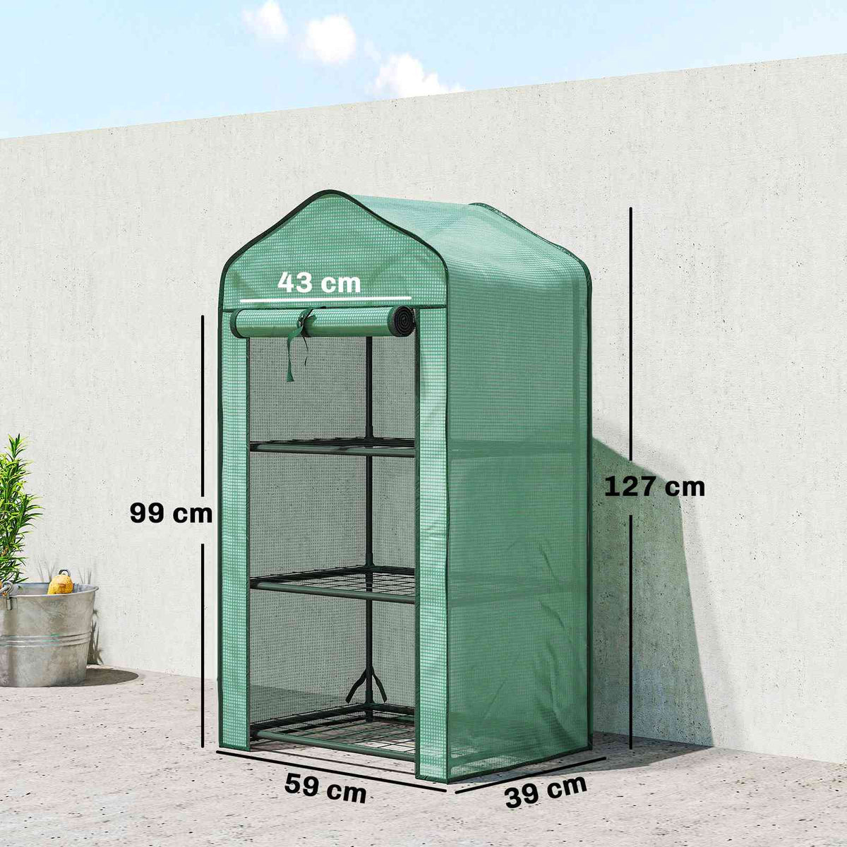Dimensions de la mini serre : 59 × 39 × 127 cm