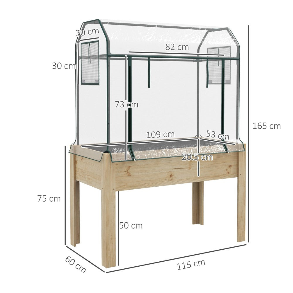 Dimensions du potager sur pieds avec serre transparente