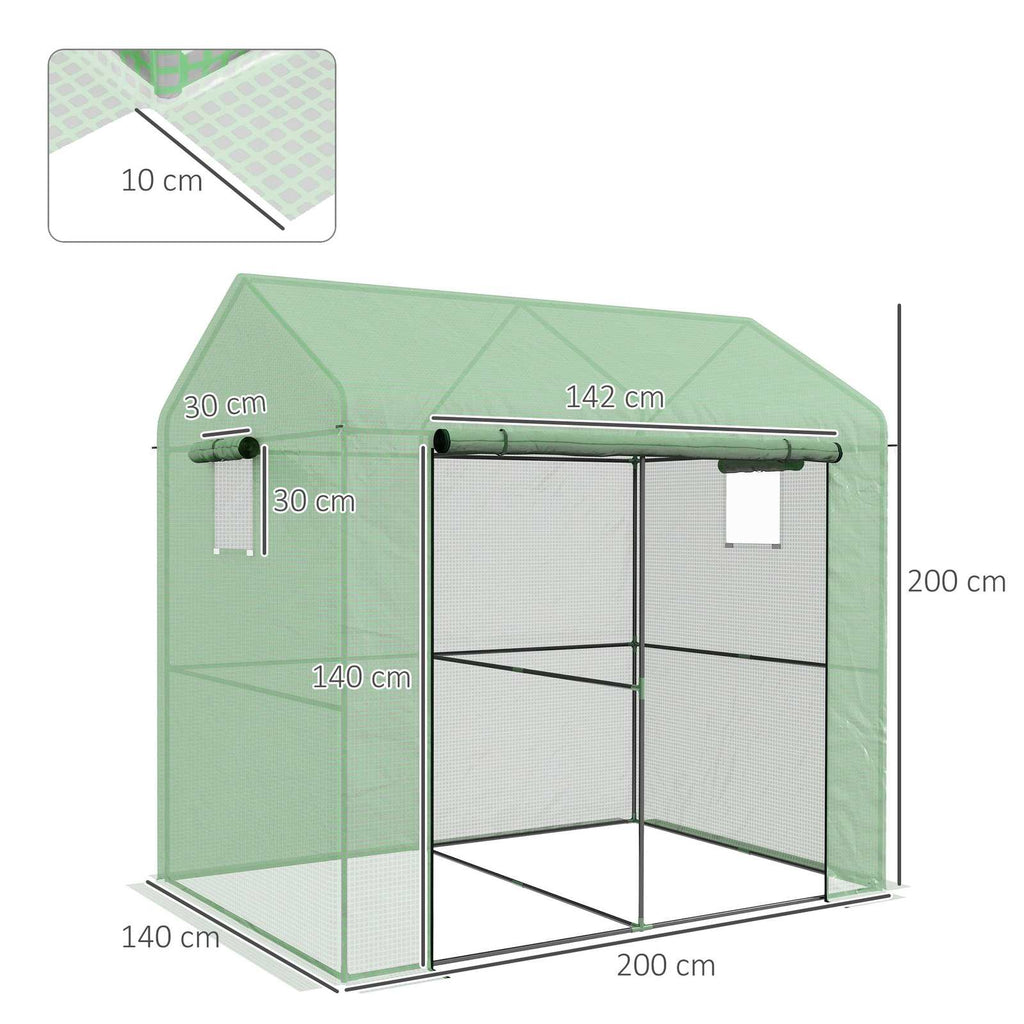Dimensions de la serre verte : 200 × 140 × 200 cm
