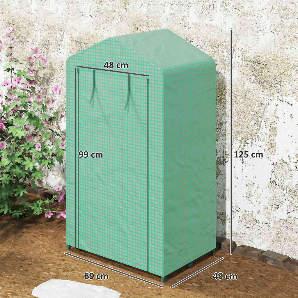 Dimensions de la mini serre verte : 69 × 49 × 125 cm