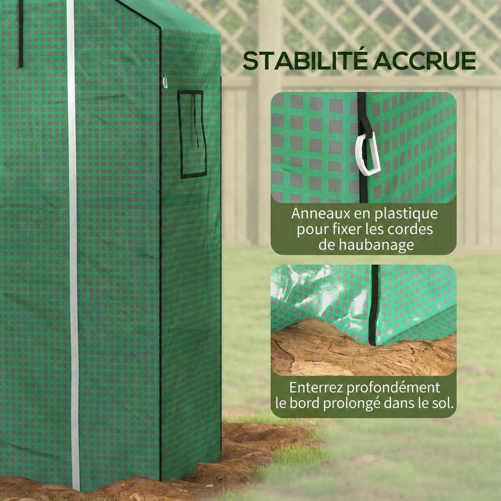 Détails des anneaux d’ancrage et du bord de housse verte
