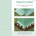 Bâche verte tramée et détail du bord à enterrer