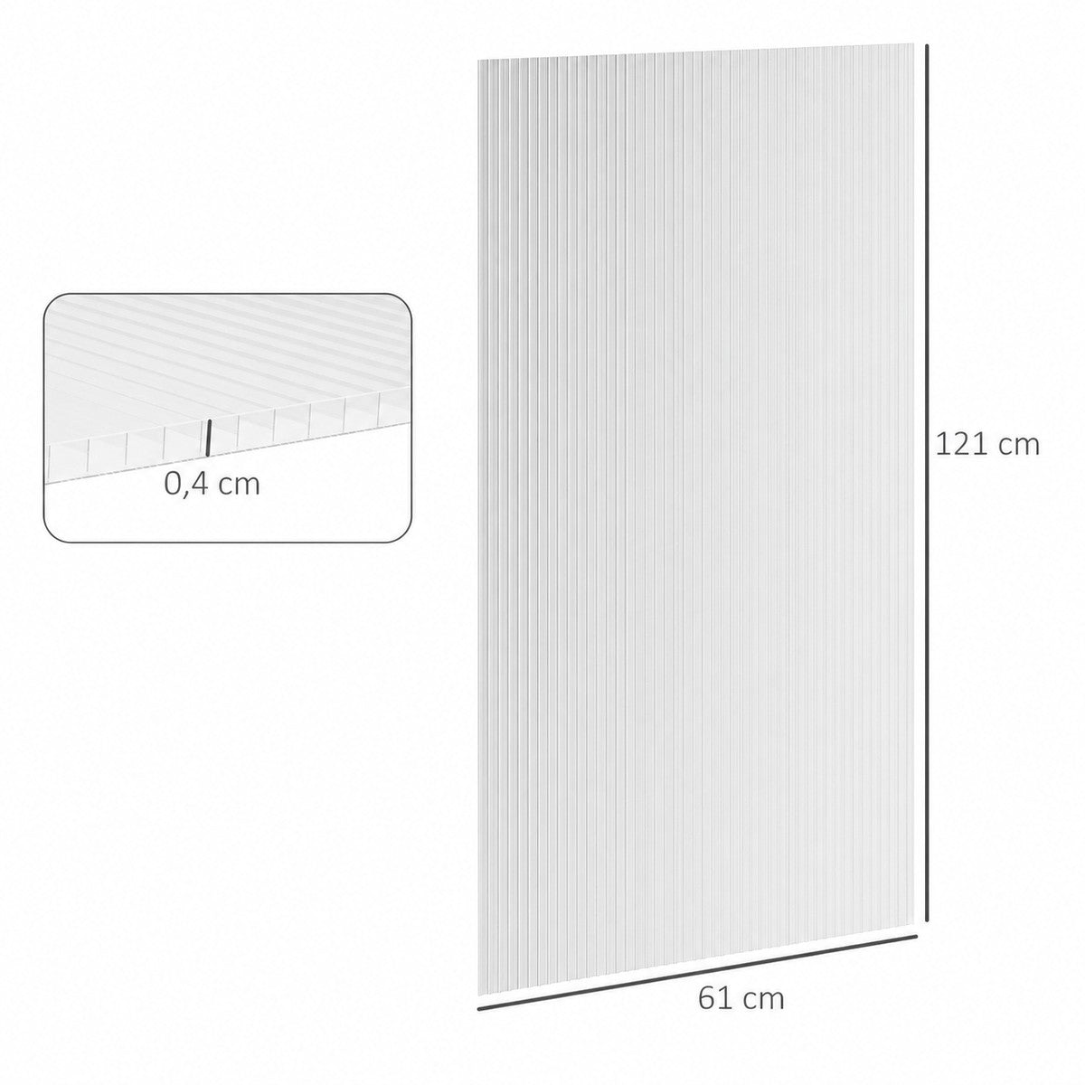 Dimensions d’un panneau : 121 × 61 cm, épaisseur 4 mm