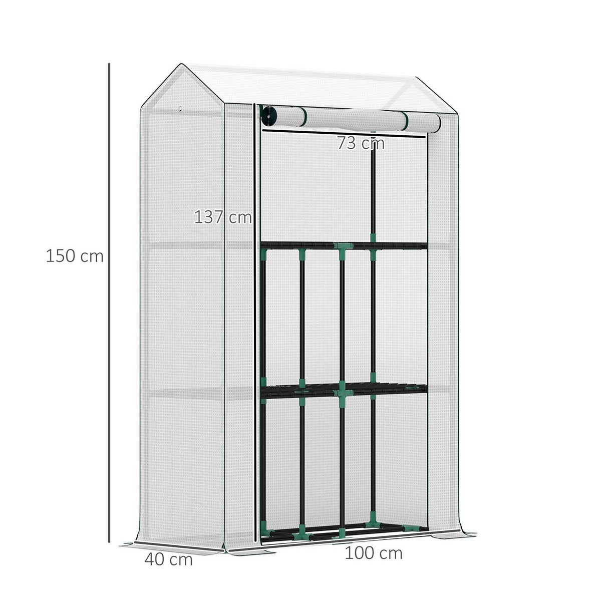 Dimensions de la mini serre blanche : 100 × 40 × 150 cm