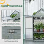 Toit ouvrant et double porte à loquets de la serre grise