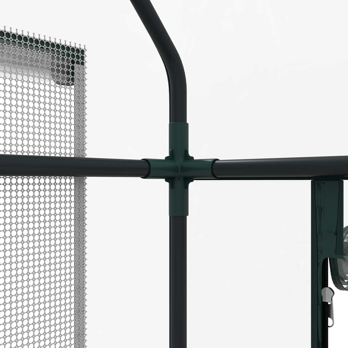 Gros plan d’un raccord de l’armature de serre