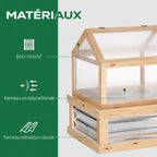 Détail du cadre en bois, des panneaux et de la serre