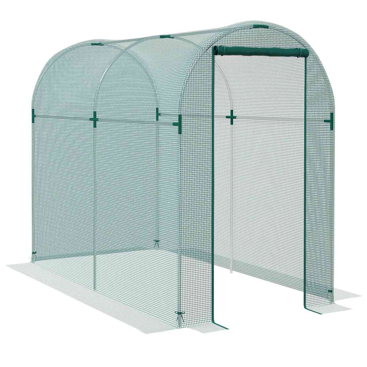 Cage fruitière à filet vert et porte enroulée