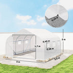 Dimensions de la serre tunnel blanche : 3,5 x 3 x 2 m