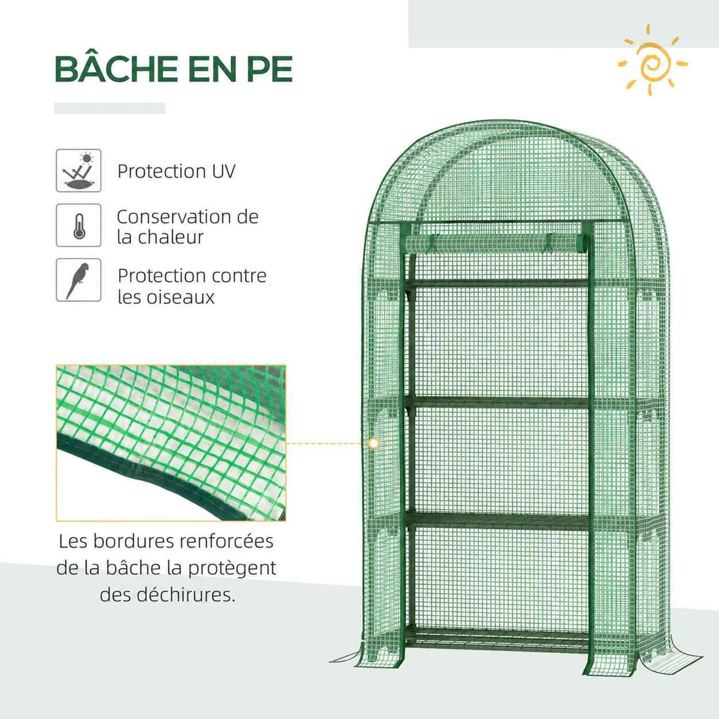 Mini serre verte fermée avec détail des bordures