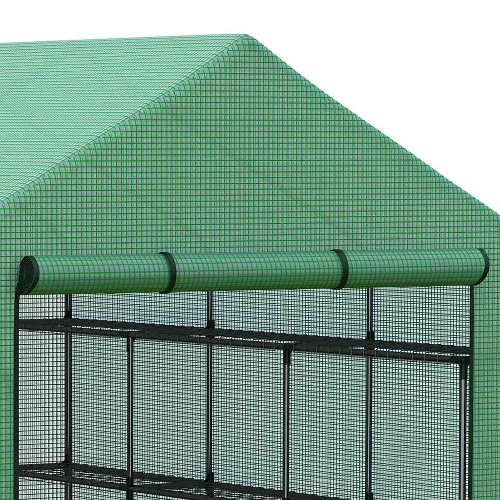 Gros plan du toit et de la porte enroulée verts
