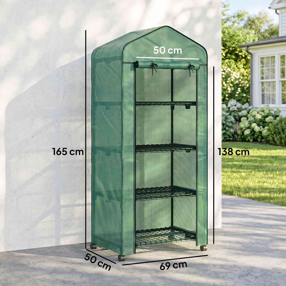 Dimensions de la serre verte : 69 × 50 × 165 cm