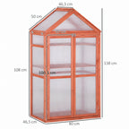 Dimensions de la serre en bois brun : 80 x 46,5 x 138 cm