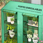 Deux portes vertes enroulées au-dessus des plantes