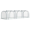 Mini-serre tunnel transparente allongée avec trois portes ouvertes