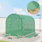 Dimensions de la serre tunnel verte : 2,95 × 1,95 × 1,95 m