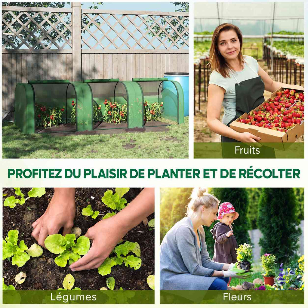 Mini serre verte et scènes de récolte et de jardinage