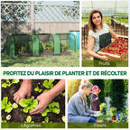 Mini serre verte et scènes de récolte et de jardinage