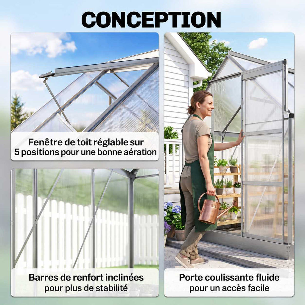 Détails de la lucarne, des renforts et de la porte coulissante