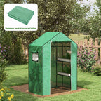 Exemple de housse verte montée sur une serre au jardin