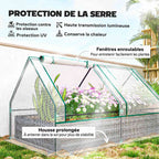 Bac potager argenté fleuri avec détails des ouvertures et du bord de housse