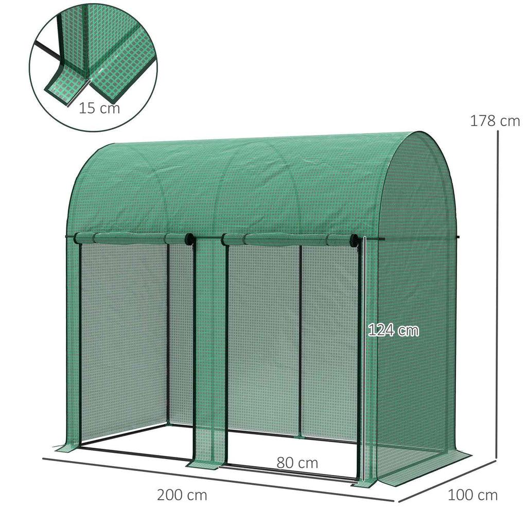 Dimensions de la serre verte : 200 × 100 × 178 cm