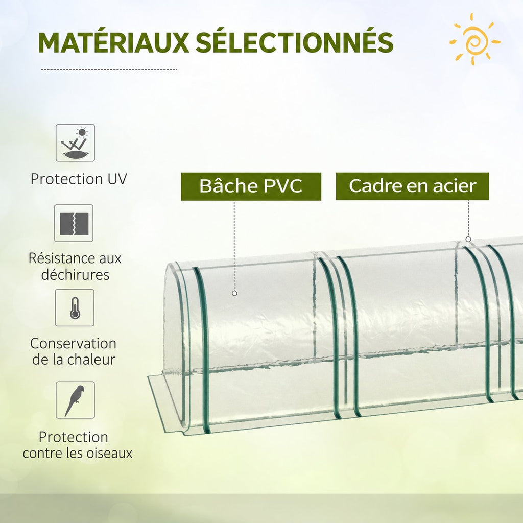 Détail de la housse transparente et de l’armature métallique