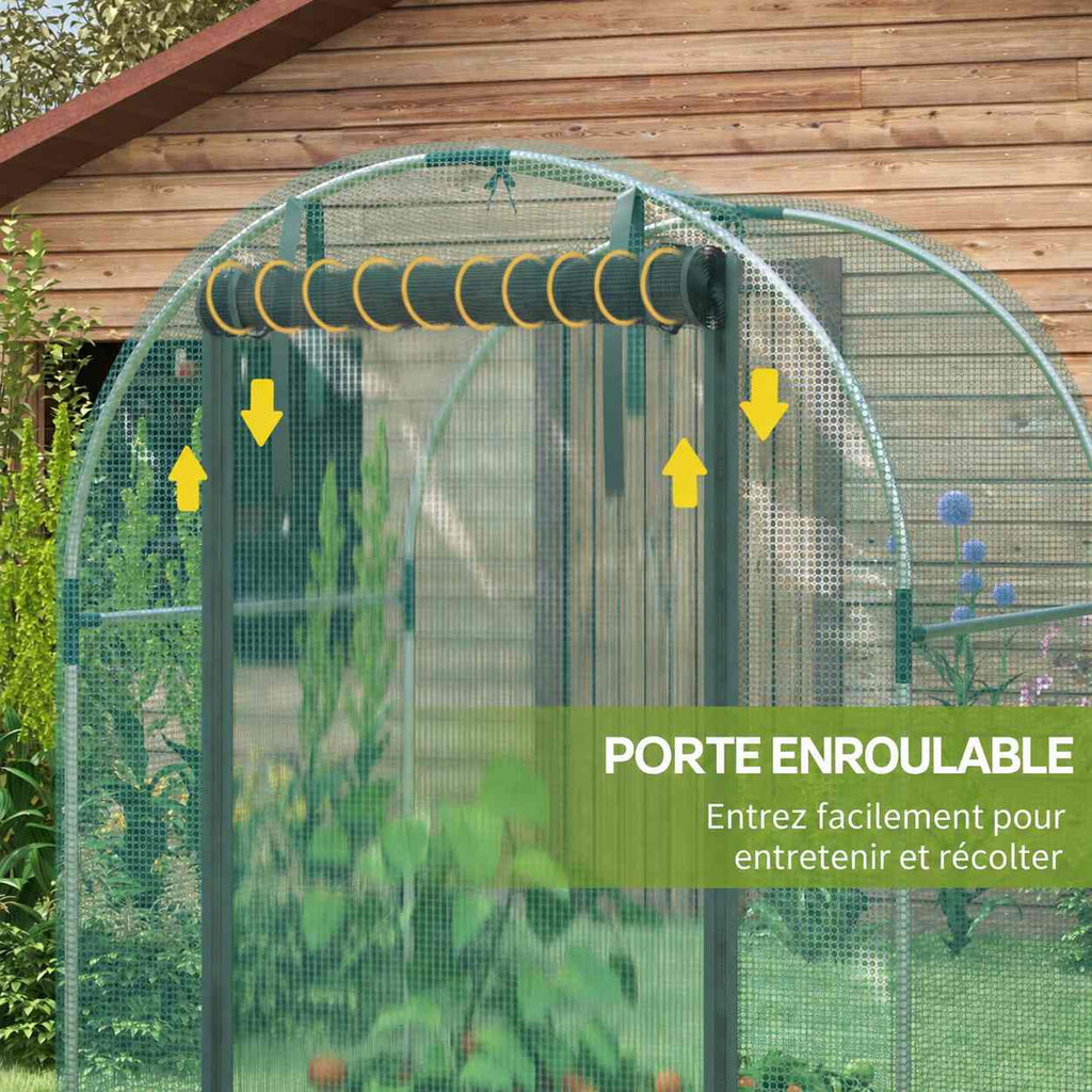 Porte enroulée de la cage fruitière verte