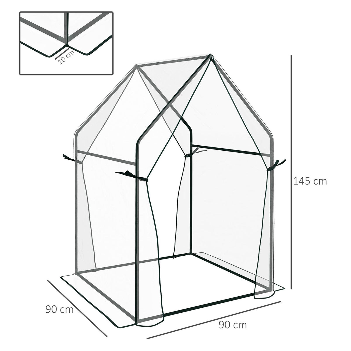 Dimensions de la serre transparente : 90 × 90 × 145 cm