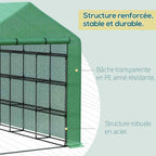 Détail de la housse verte et de l’armature métallique