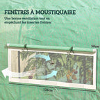 Gros plan d’une fenêtre de serre à moustiquaire de 125 × 50 cm