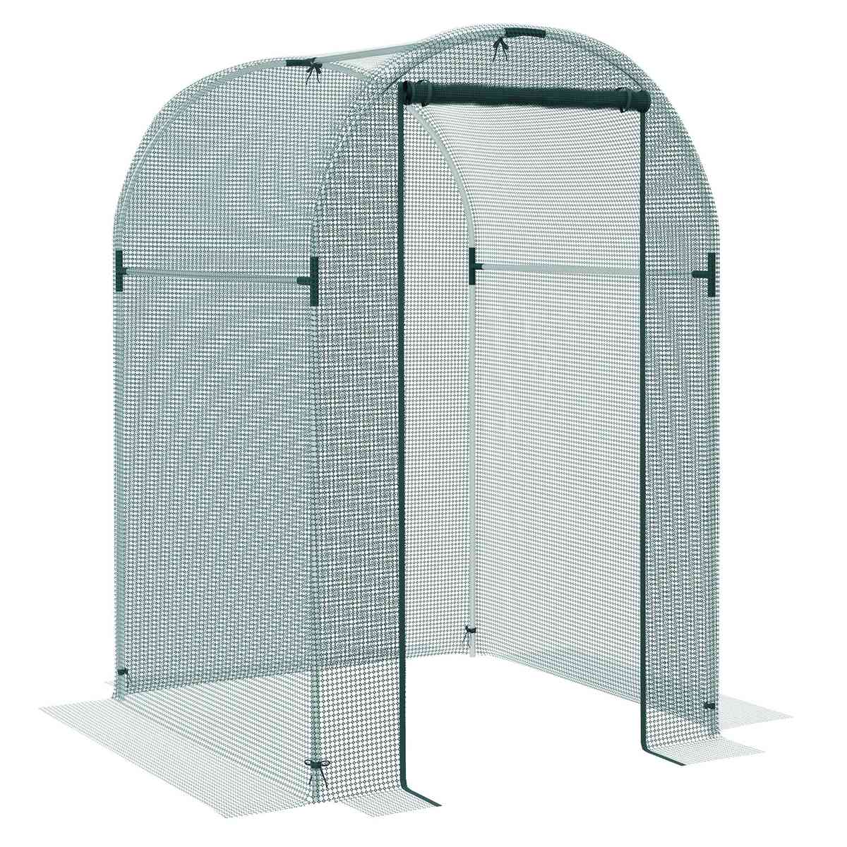 Cage fruitière compacte à filet vert et porte enroulée