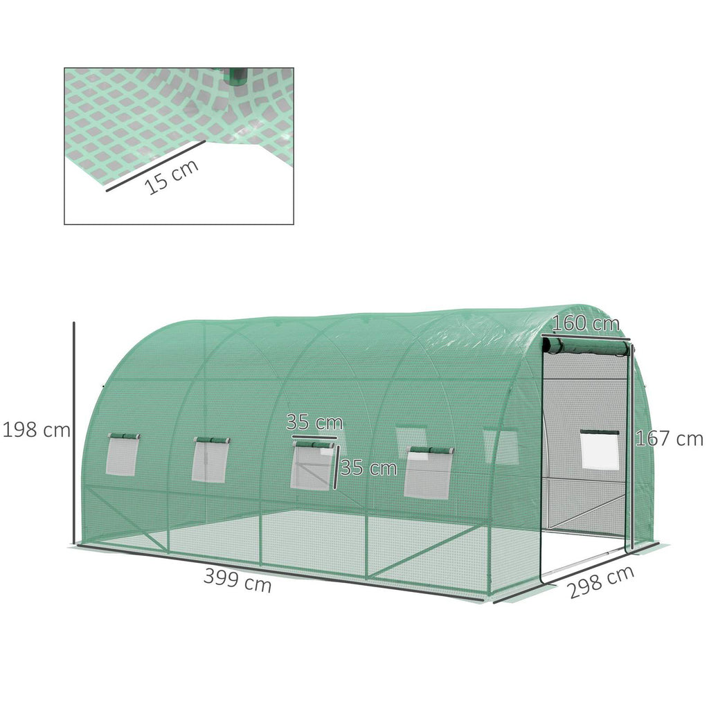 Dimensions de la serre tunnel : 399 × 298 × 198 cm