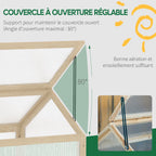 Châssis en bois avec illustration de l’ouverture du toit