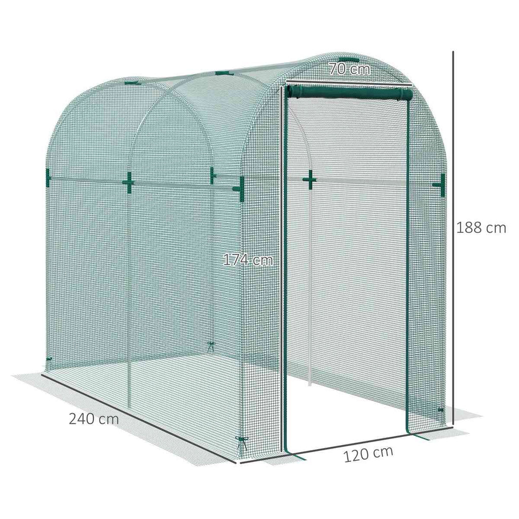 Dimensions de la cage fruitière : 240 × 120 × 188 cm
