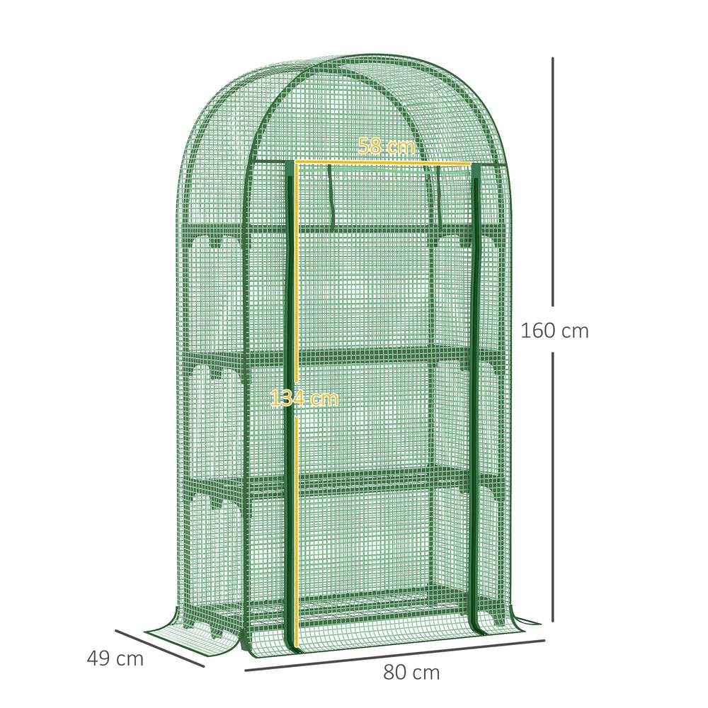 Dimensions de la mini serre verte : 80 × 49 × 160 cm