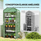 Serre verte avec illustration de la largeur des étagères