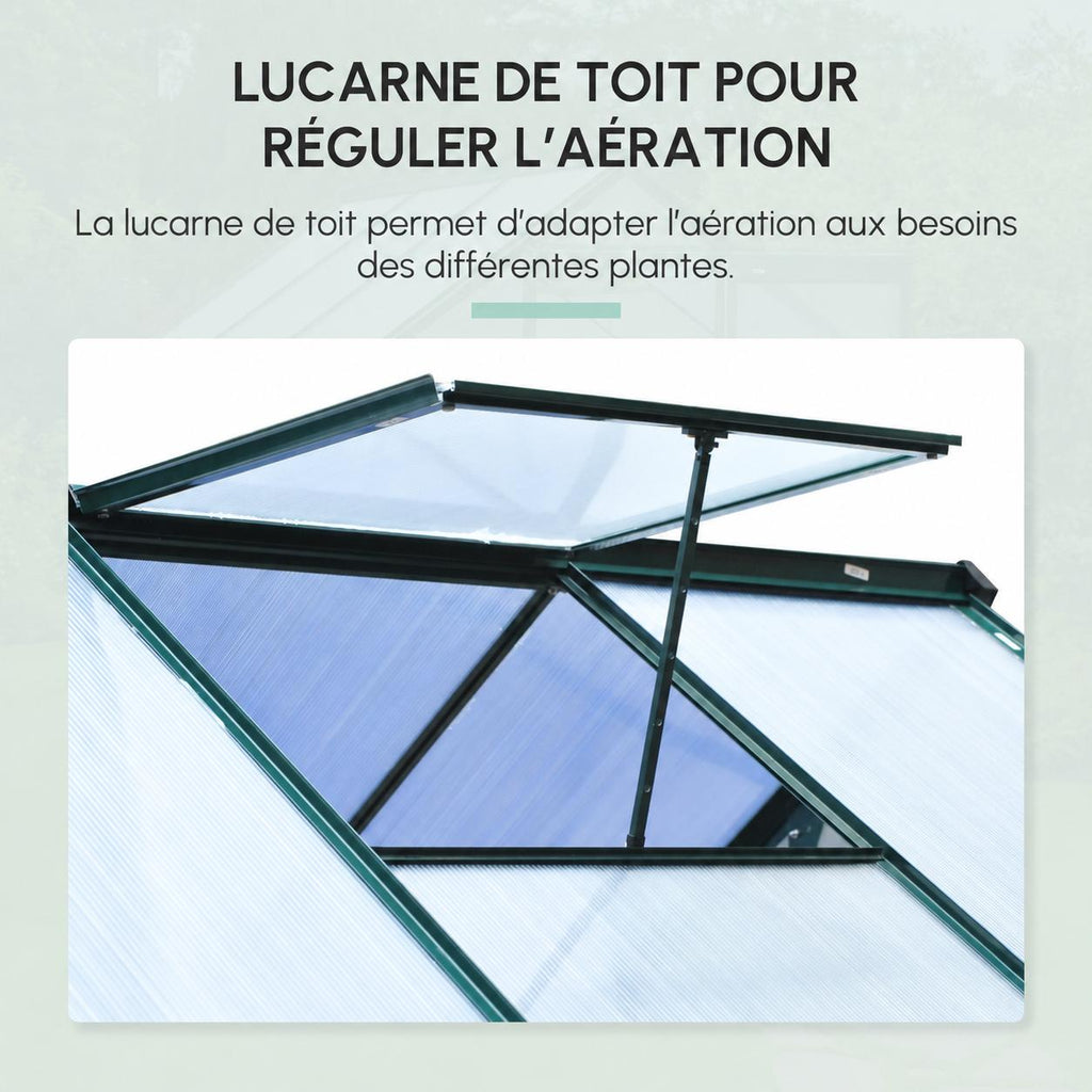 Lucarne relevée sur le toit de la serre de jardin verte
