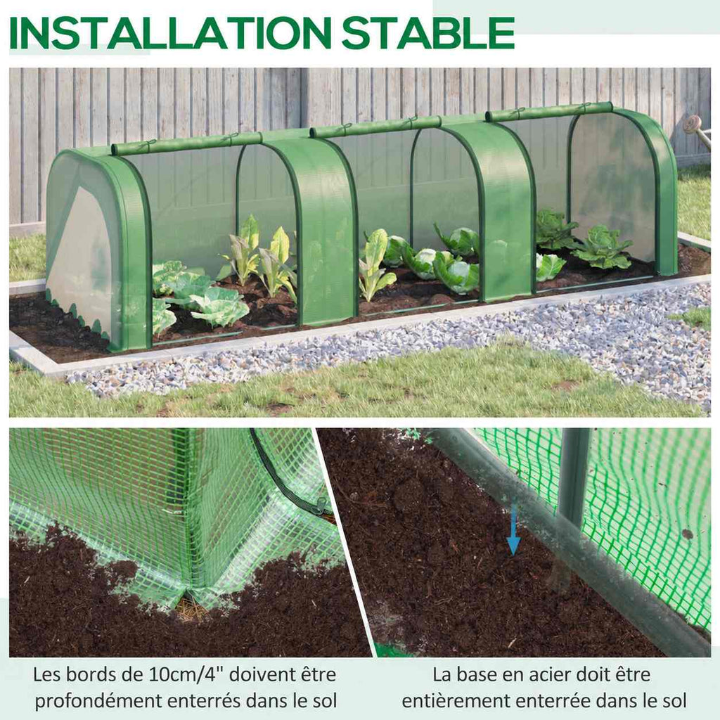 Mini serre verte avec détails du bord de housse et de la base
