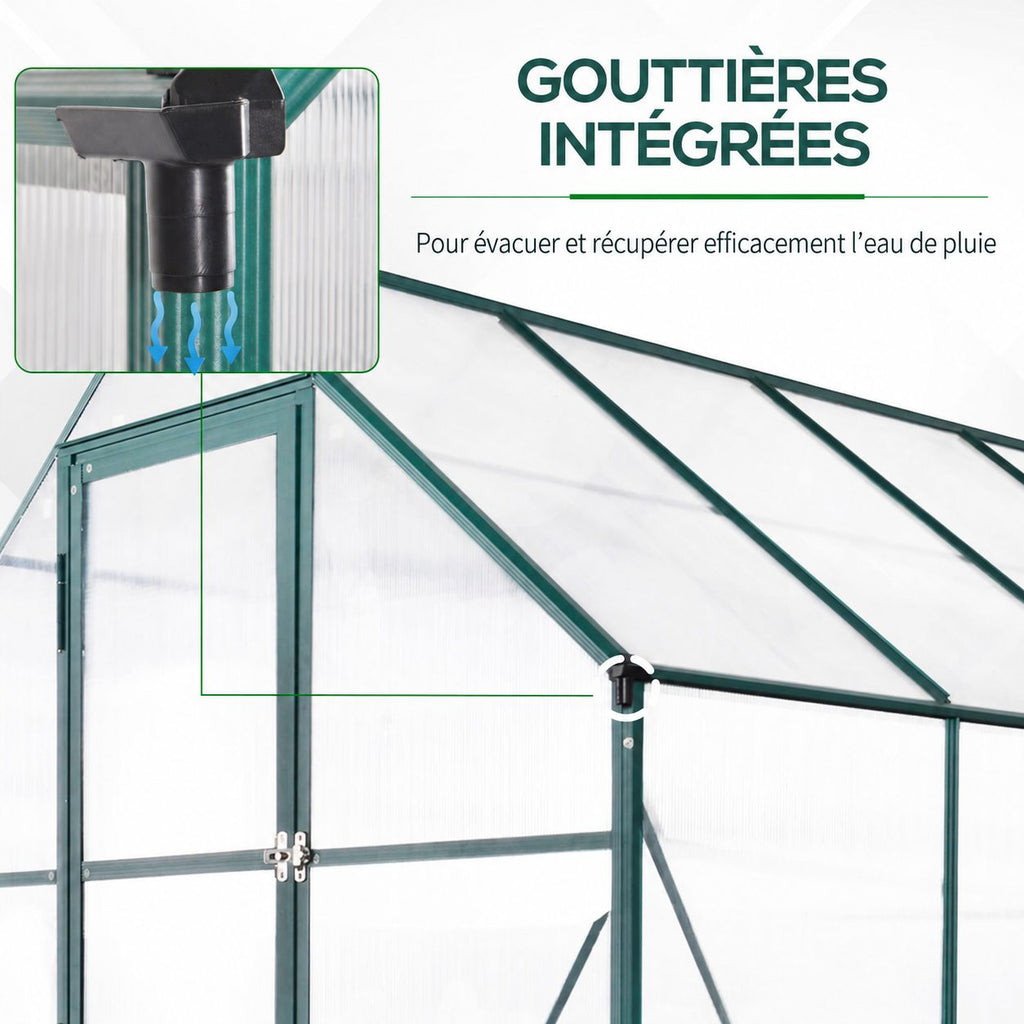 Présentation de la gouttière intégrée de la serre verte